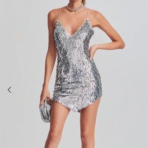 SIRENA FEATHER SEQUIN DRESS